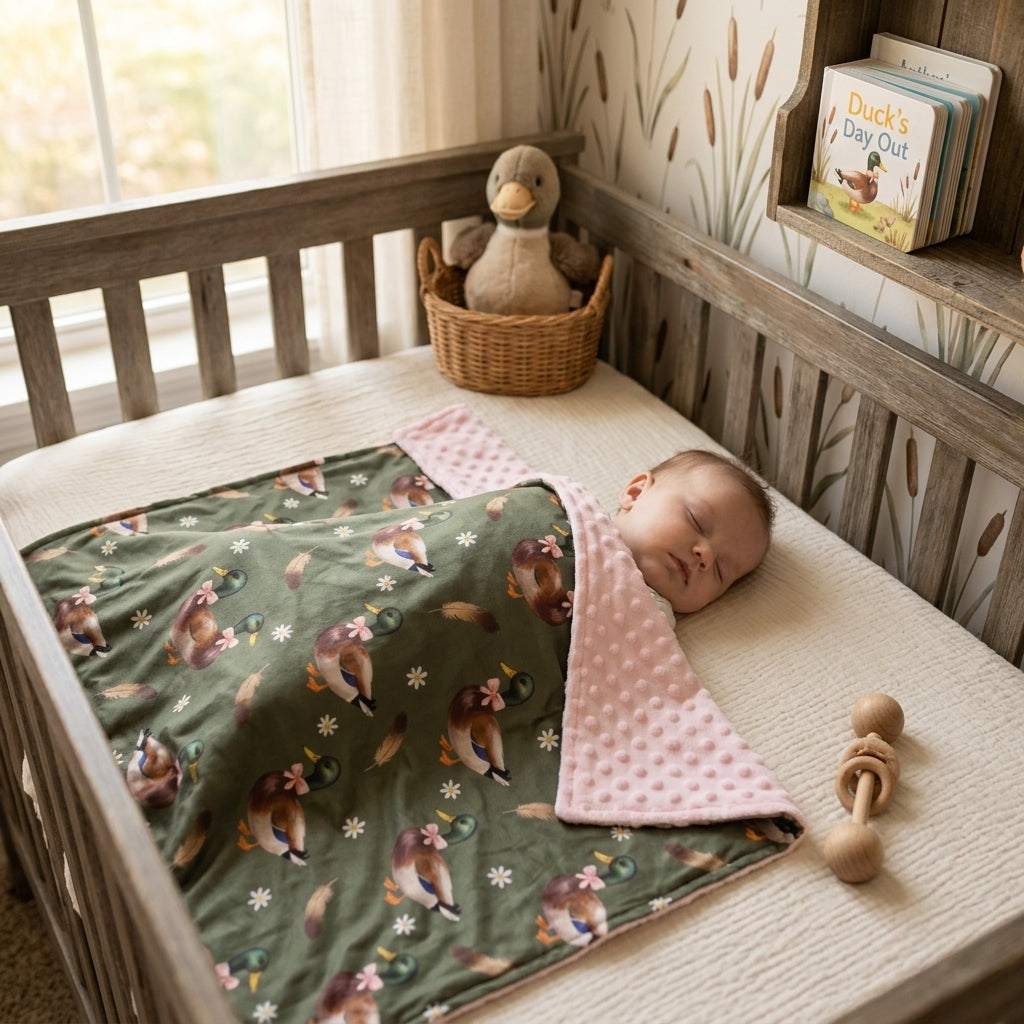 Toddle kids duck flowers design soft blanket