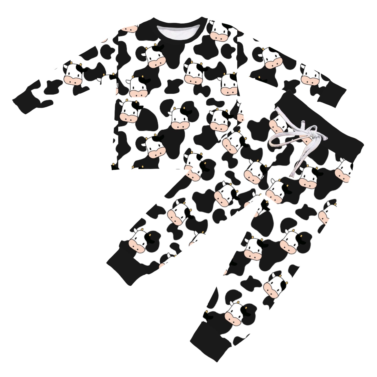 Pre order farm cow long sleeve milk silk pajama set