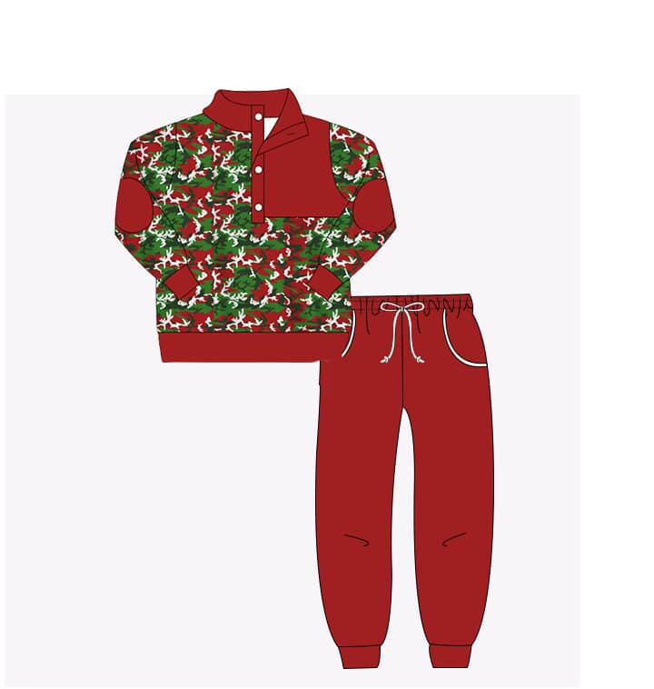 Christmas green face boy long sleeve clothes set preorder