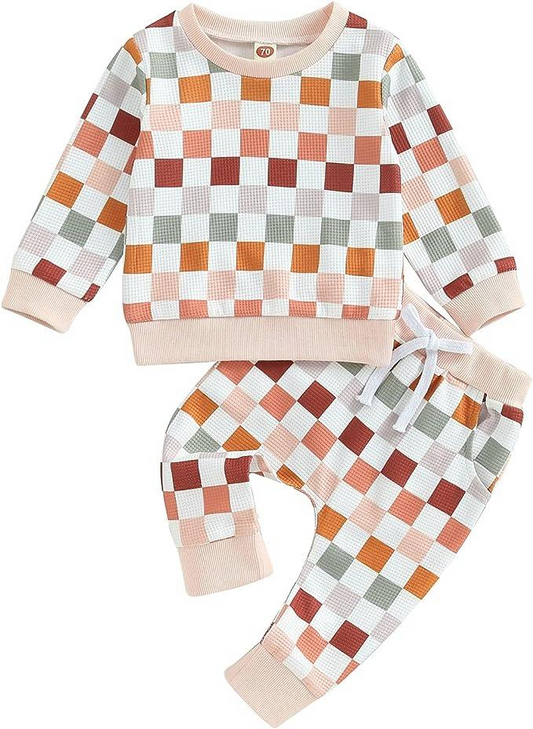 colorful checkered milk silk clothes set preorder