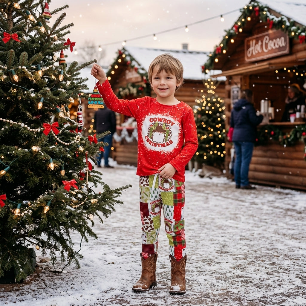 cowboy Christmas baby boy western clothes set