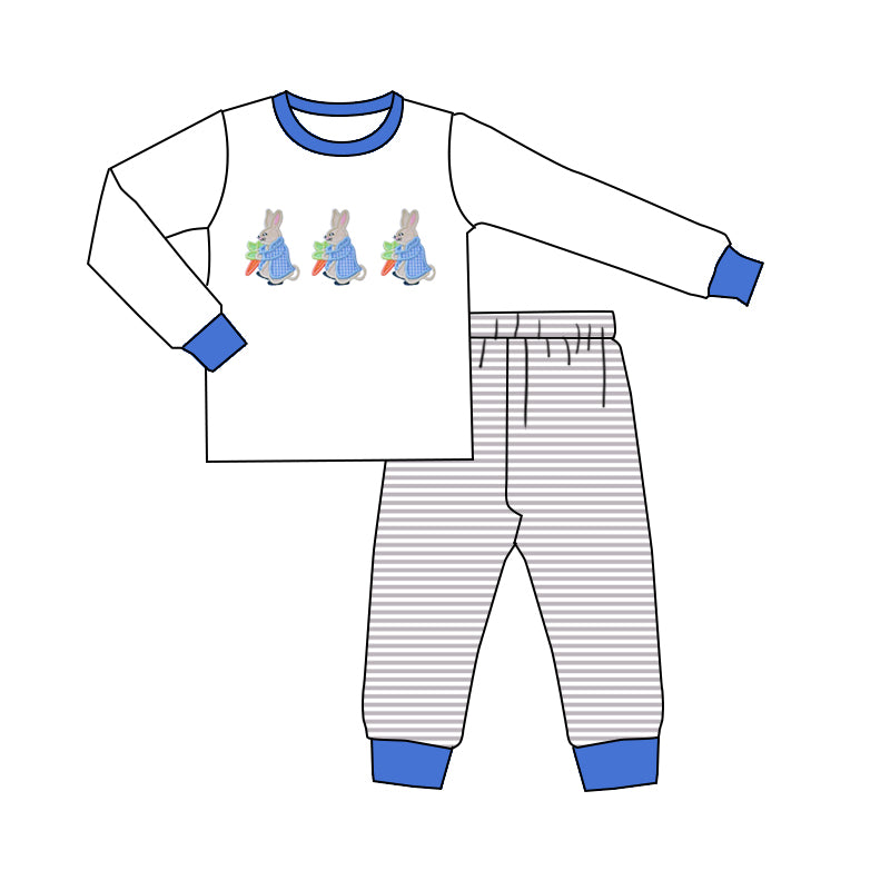 three bunnies Easter clothing set baby boy outfit preorder