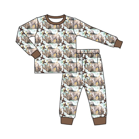 baby boy clothes mallard duck dog brown outfit preorder