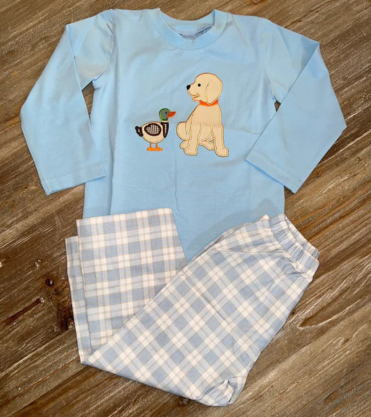 mallard duck dog blue long sleeve pants outfit preorder