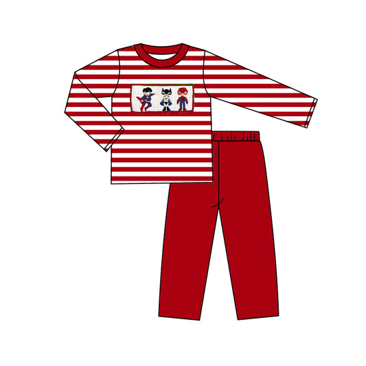 baby boy clothes red stripes hero design outfit preorder