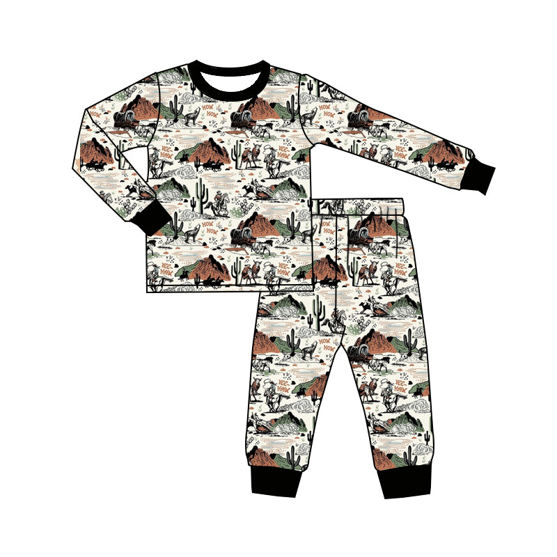 western cowboy long sleeve pajama set preorder