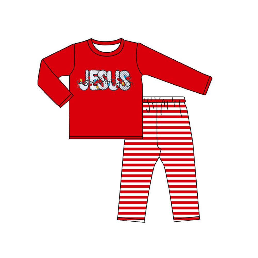 toddle baby boy christmas jesus light long sleeve pajama set preorder