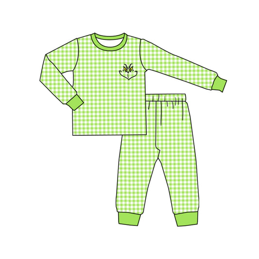 toddle baby christmas green face long sleeve pajama set preorder