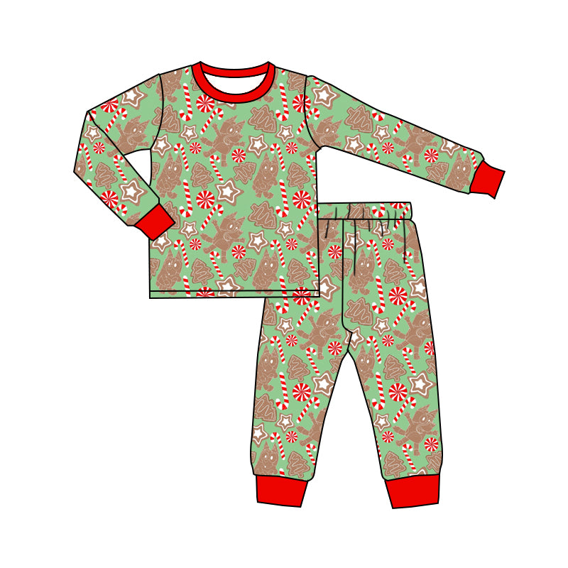 toddle baby boy christmas candy cane blue cartoon dog pants outfit preorder