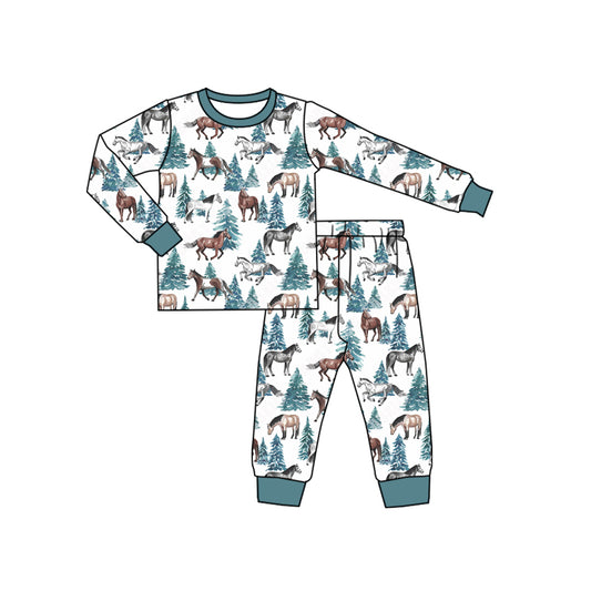baby boy clothes western horse long sleeve pajama set preorder