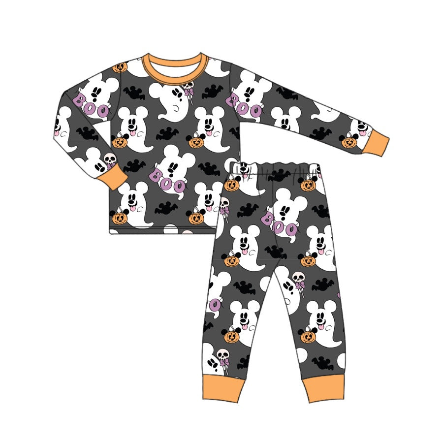 baby boy halloween boo ghost pumpkin long sleeve pajama set preorder