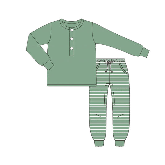 green long sleeve top stripes pants spring fall clothes wholesale price preorder