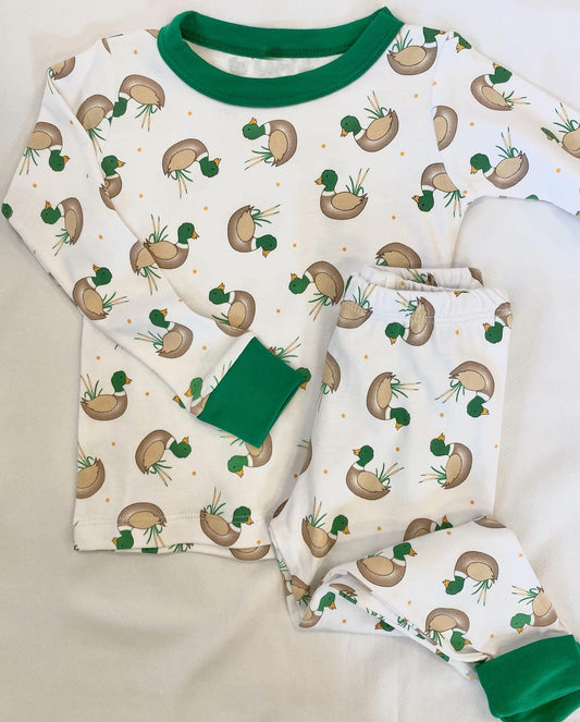 Wholesale Toddle baby boy mallard duck long sleeve pajama set preorder