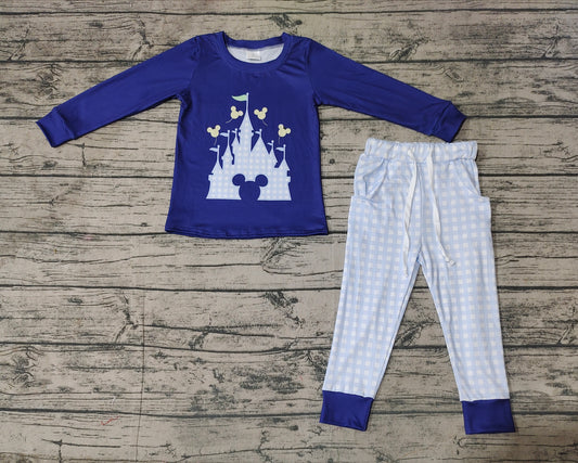 baby boy blue castle navy top plaid pants fall winter clothes  preorder