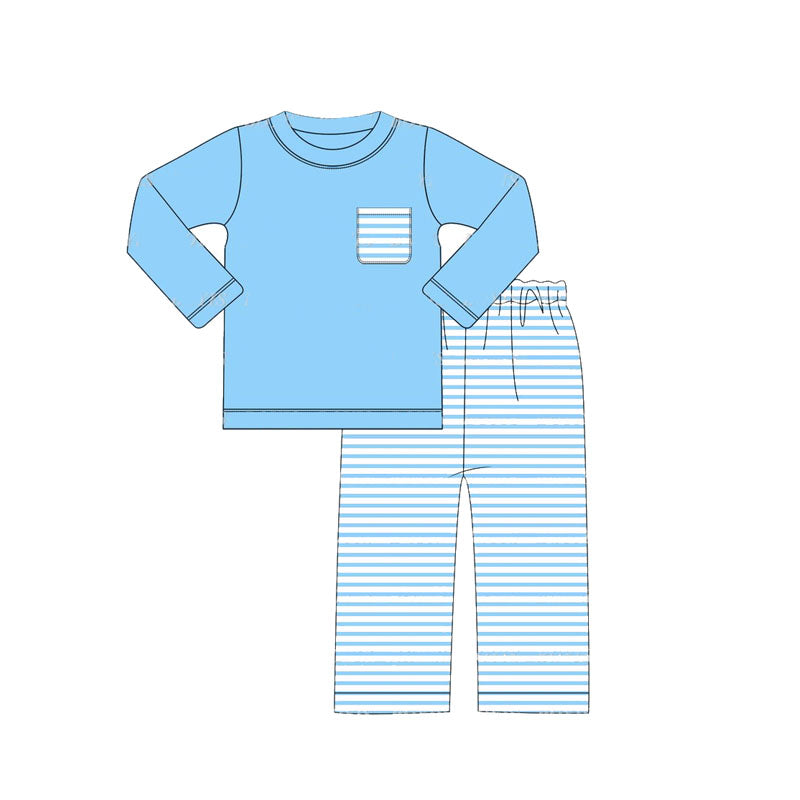 Toddle baby boy blue long sleeve top matching pants clothes preorder