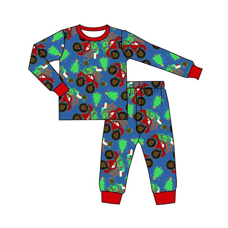 Christmas tree truck long sleeve pajama set preorder