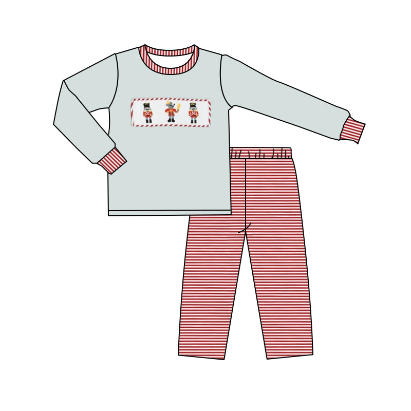 Christmas soldier baby boy long sleeve pajama set preorder