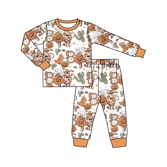 Cowboy western Halloween pumpkin pajama set outfit preorder
