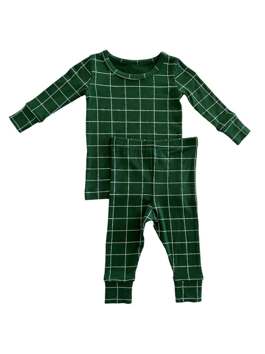 baby boy dark green plaid design fall winter clothes  preorder