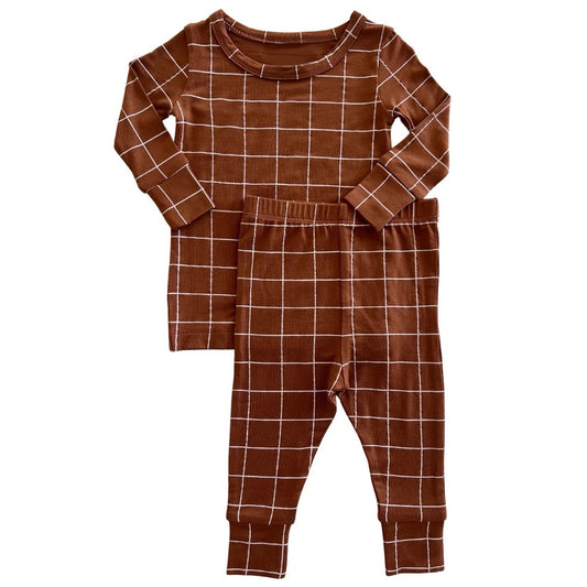 baby boy brown plaid design fall winter clothes  preorder