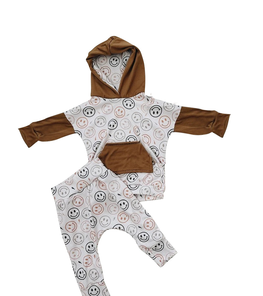 Smile face baby boy long sleeve hoodie set preorder