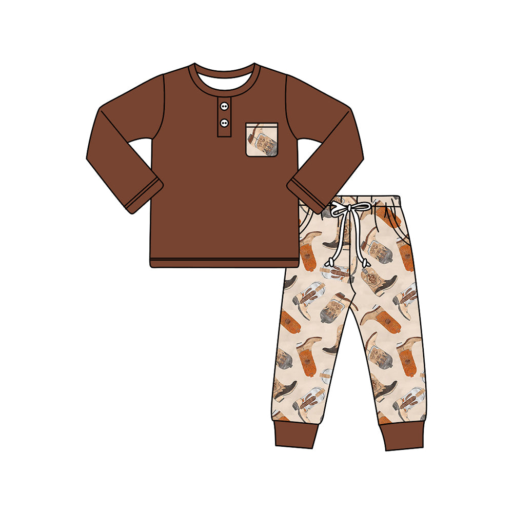 Western cowboy boots print fall winter long sleeve outfit preorder