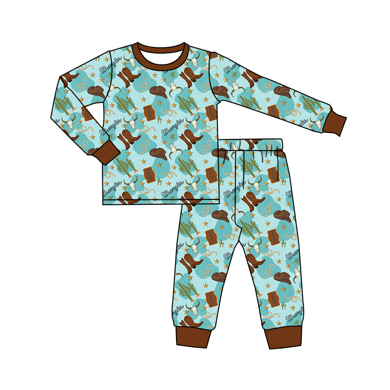 Western cowboy boots print matching long sleeve outfit preorder