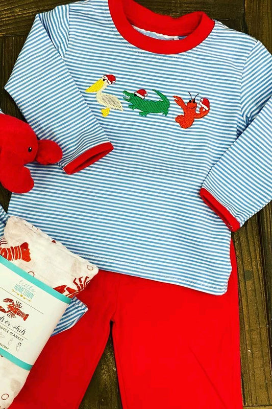 baby boy Christmas crawfish design outfit preorder
