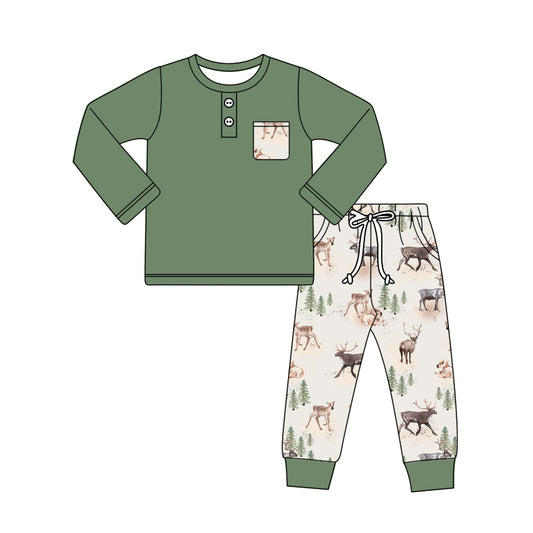 Baby boy Christmas tree reindeer long sleeve clothes preorder