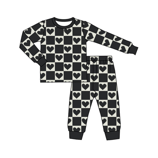 baby boy black heart long sleeve outfit preorder