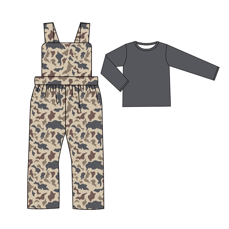 Wholesale baby boy top matching camo jumpsuit clothes preorder