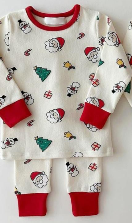 baby girl Christmas Santa Claus candy cane long sleeve pajama set preorder