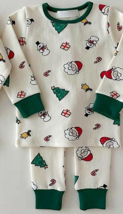 baby boy Christmas Santa Claus candy cane long sleeve pajama set preorder