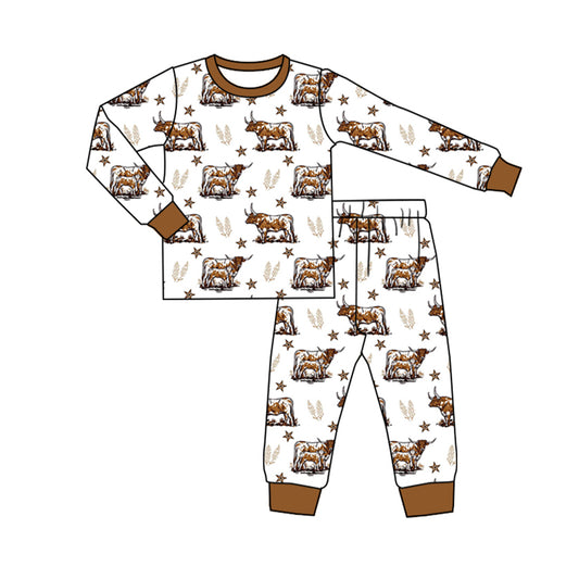 Baby boy western cow print long sleeve pajama set preorder
