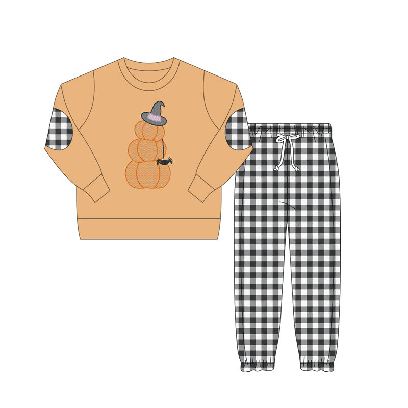 Halloween pumpkin shirt plaid pants boy clothes preorder