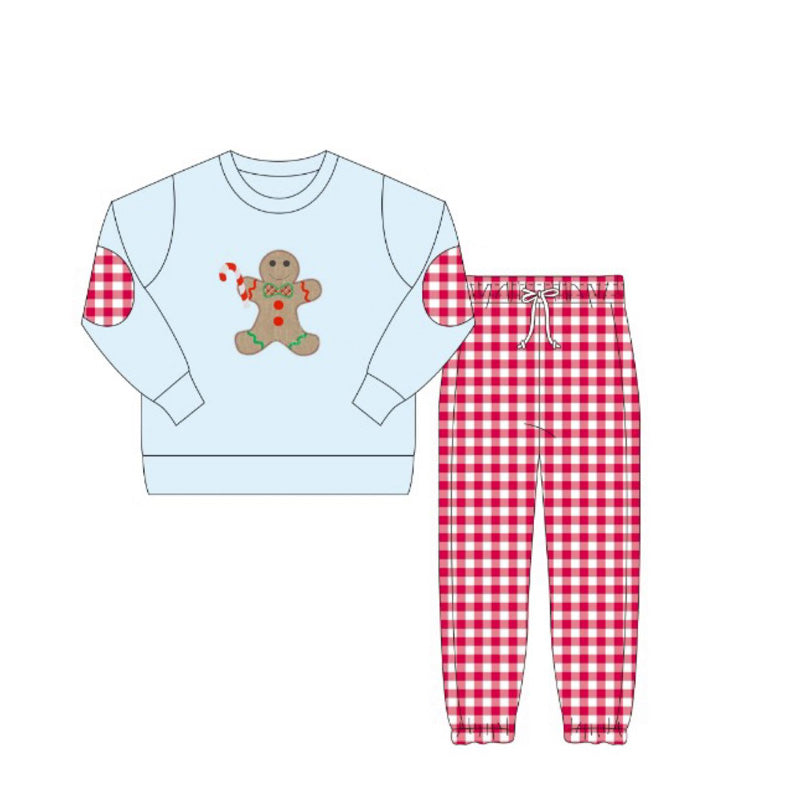 Christmas gingerbread shirt red plaid pants boy clothes preorder