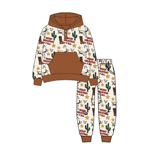 Western cactus boys  long sleeve hoodie outfit preorder