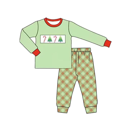 Christmas candy cane tree kids boys long sleeve outfit preorder