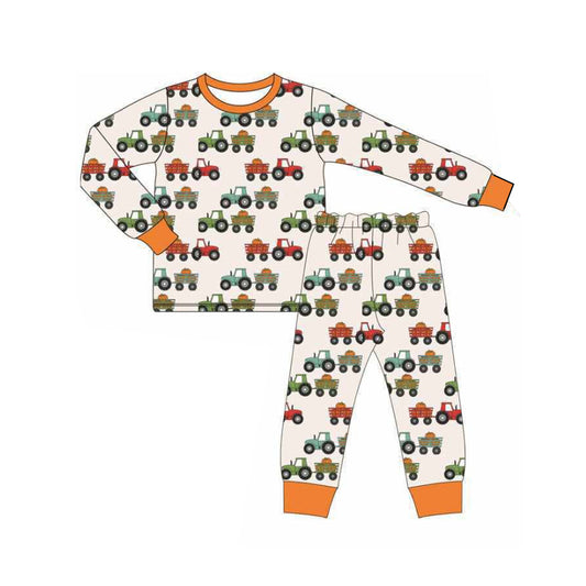 Kids boys pumpkin truck long sleeve outfit preorder