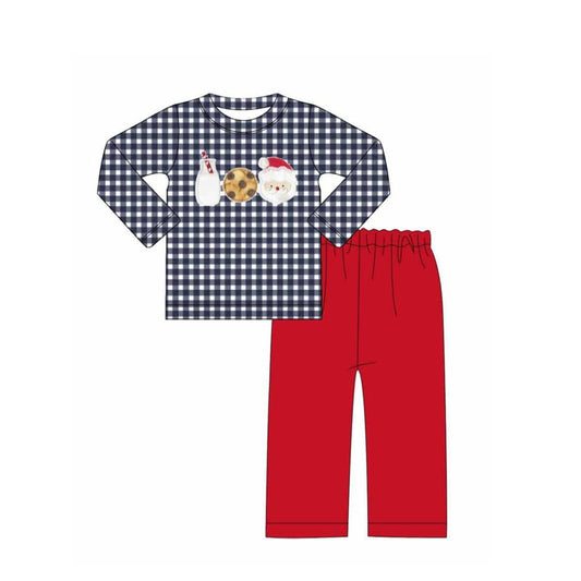 Kids boys Christmas santa cookie long sleeve outfit preorder