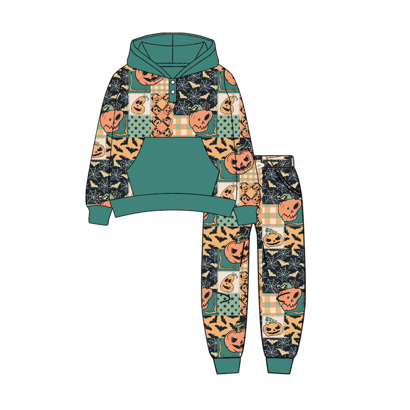 Baby boy Halloween pumpkin long sleeve hoodie set clothes preorder