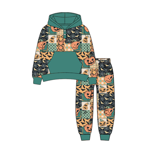 Baby boy Halloween pumpkin long sleeve hoodie set clothes preorder