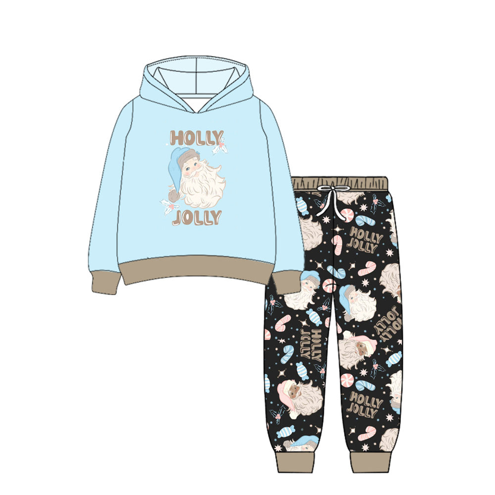 Christmas holly jolly long sleeve boy hoodie set outfit preorder