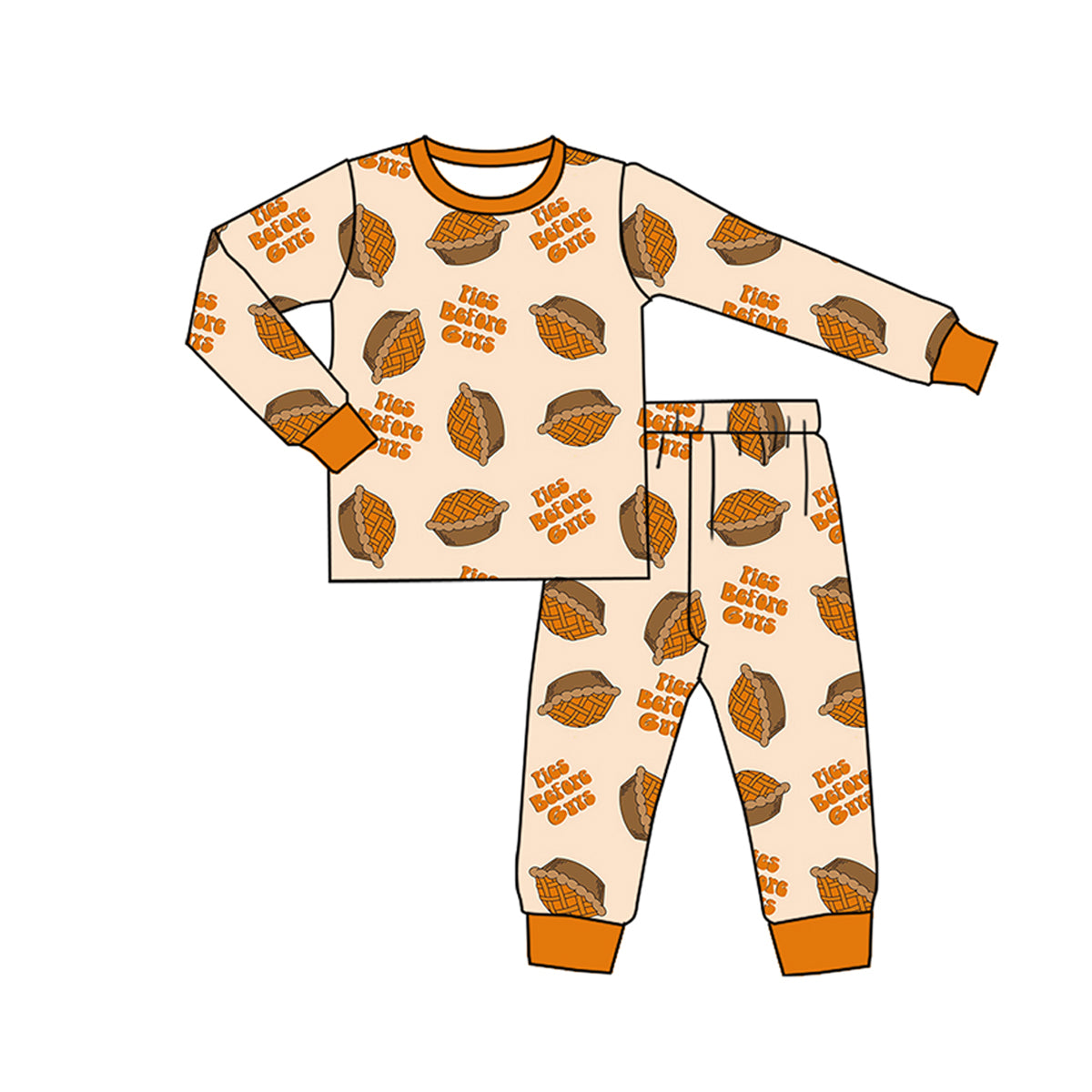 Thanksgiving pumpkin pie long sleeve matching pajama set preorder
