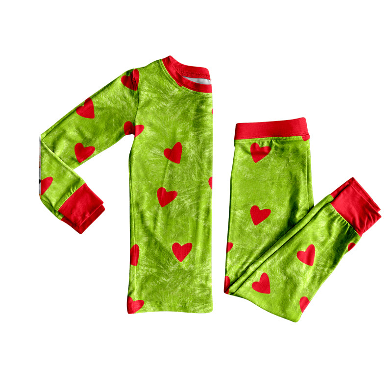 Christmas red heart long sleeve matching pajama set preorder