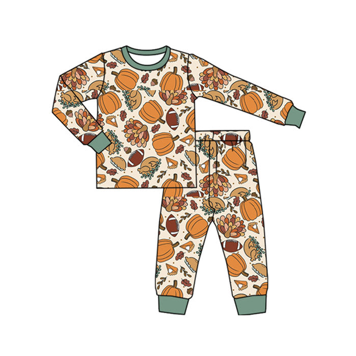 Thanksgiving turkey pumpkin boy long sleeve matching outfit preorder