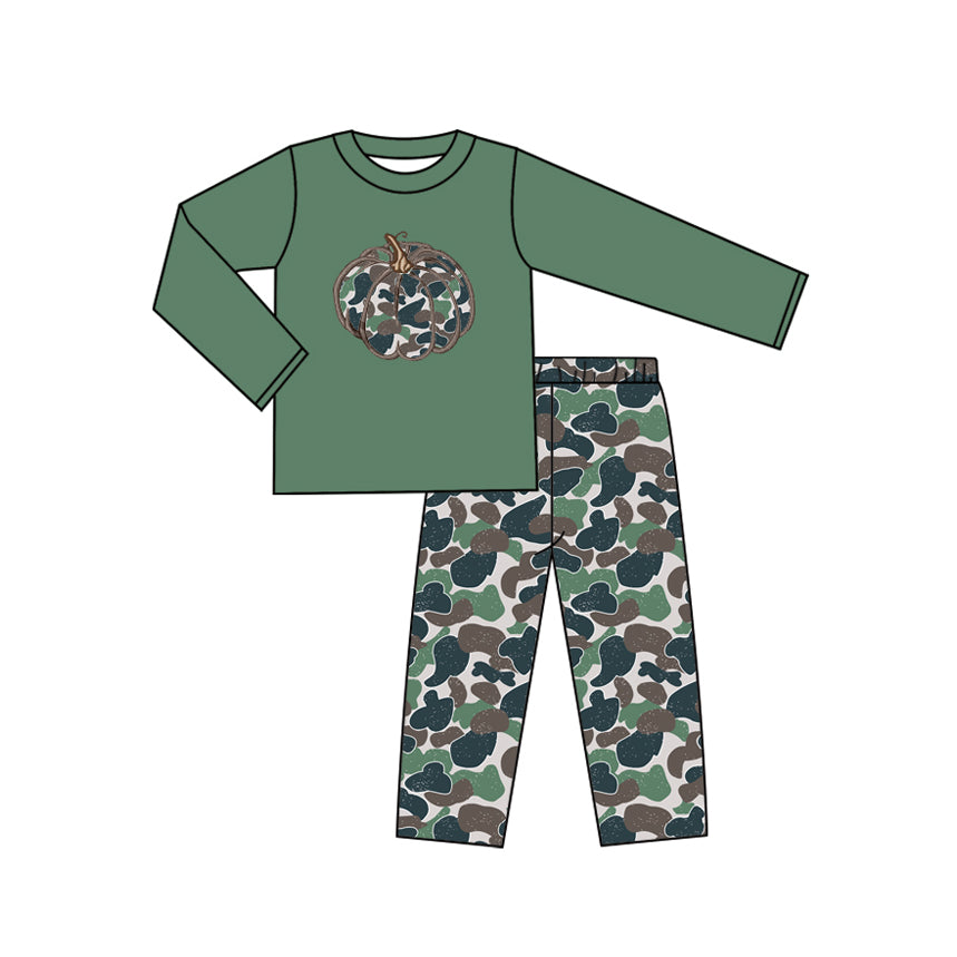 Camo pumpkin kids long sleeve matching outfit preorder