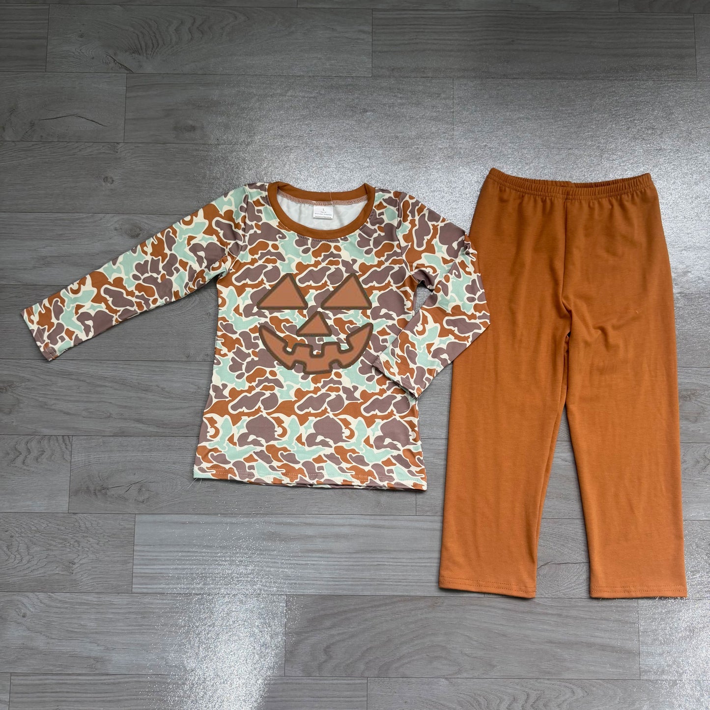 Halloween embroidery skull pumpkin kids long sleeve matching outfit preorder
