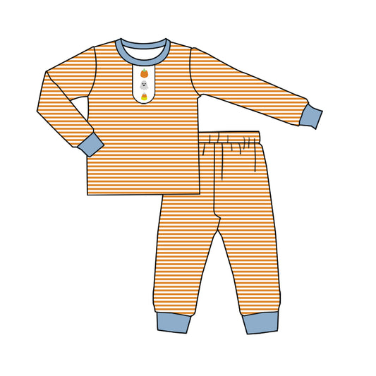 Halloween pumpkin design boys long sleeve matching outfit preorder