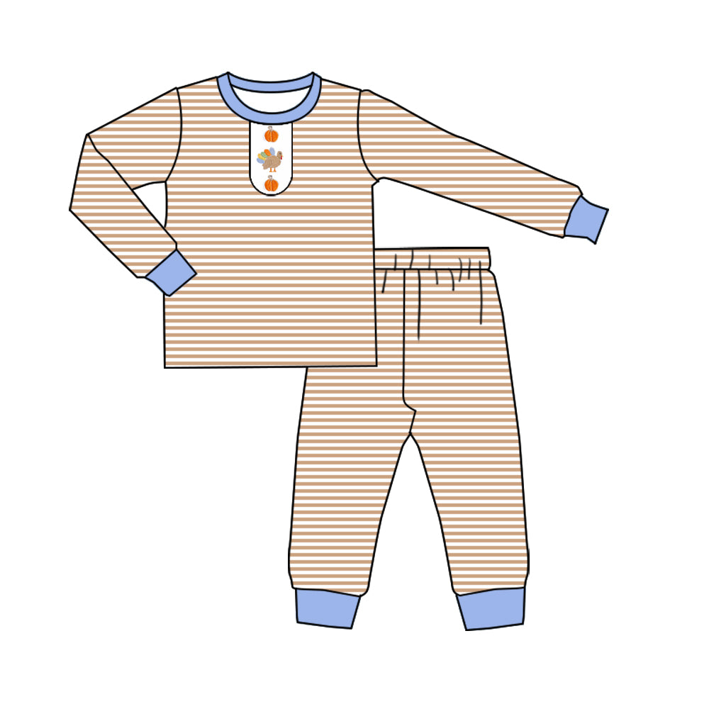 Thanksgiving turkey design boys long sleeve matching outfit preorder